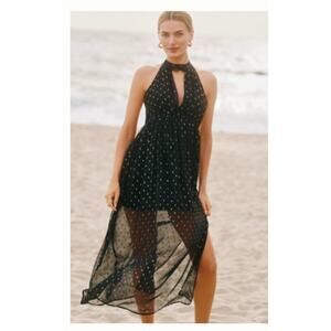 Anthropologie Celandine Vlack Gold Dot Dress L NWT